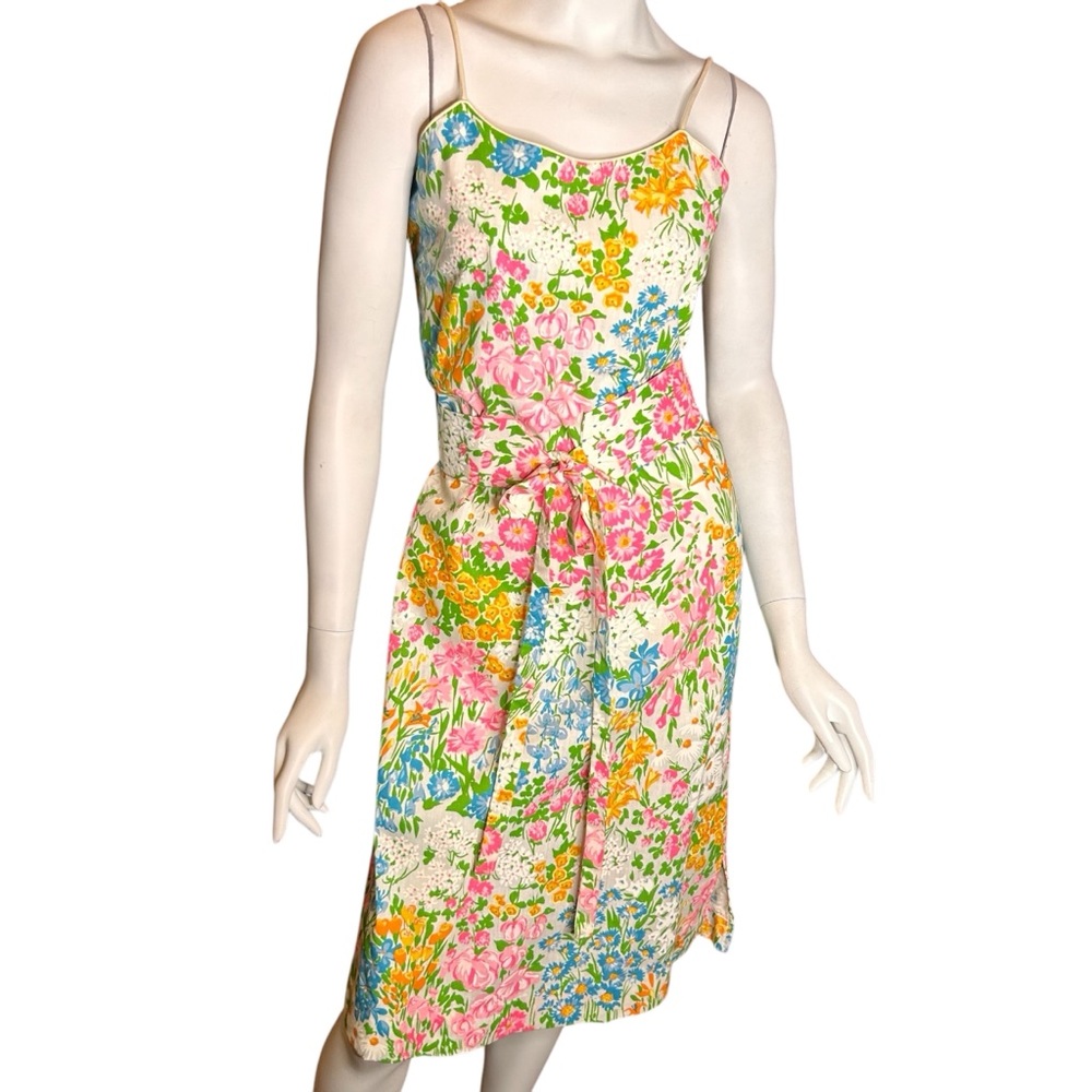 Vintage 70s BEACON ST Floral Print Midi Dress Medium